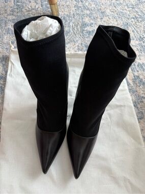 Balenciaga Black Pointed Toe Sock Boots - Women